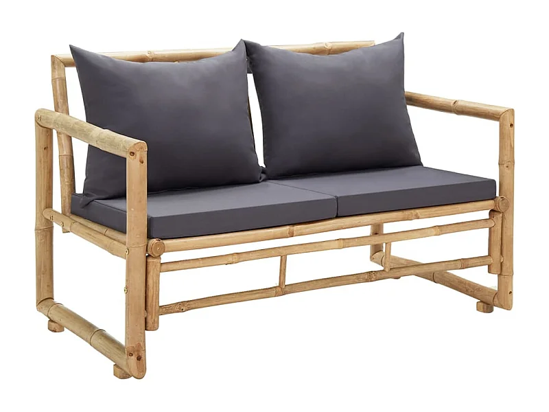 Banco de jardín muebles de terraza exterior con cojines 115 x 65 x 71 cm bambú 02_0011585