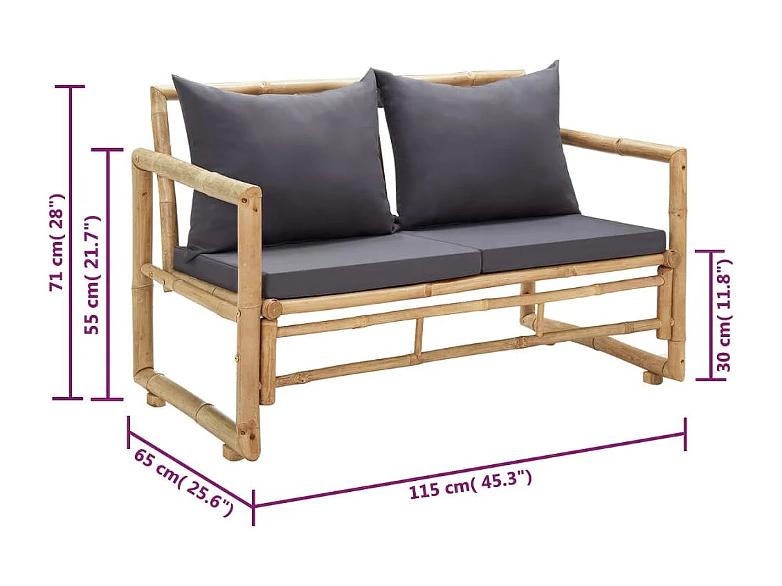 Banc de jardin meuble bambou marron 115 x 65 x 71 cm 02_0011585