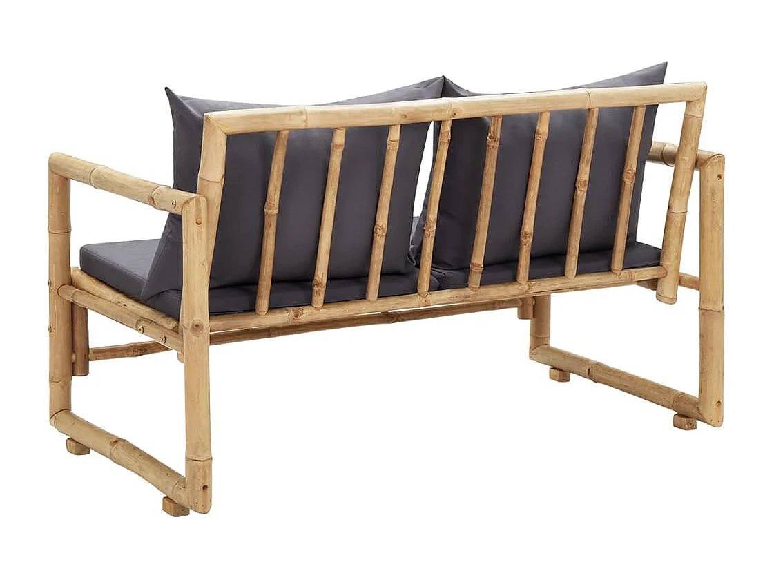 Banco de jardim com móveis de pátio externo e terraço com almofadas 115 x 65 x 71 cm bambu 02_0011585