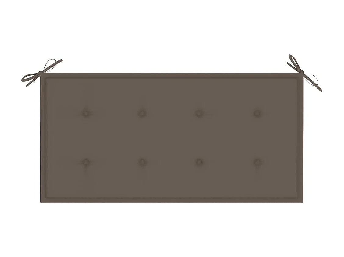 Banco de jardim para exterior, móveis de pátio, terraço com almofada cinza 112 x 55 x 94 cm, madeira maciça de teca 02_0011548