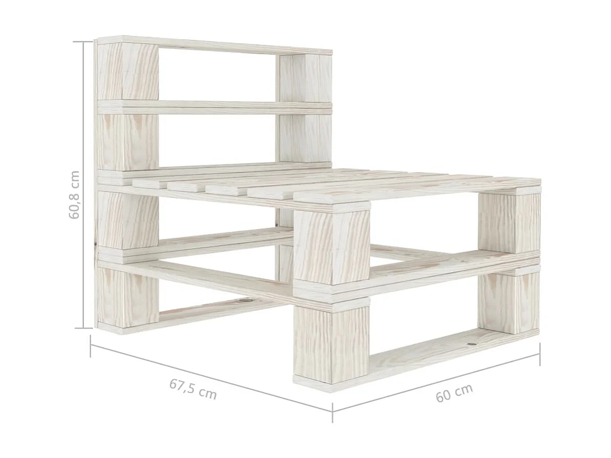 Canapé de milieu palette bois blanche 60 x 67.5 x 60.8 cm 02_0011858