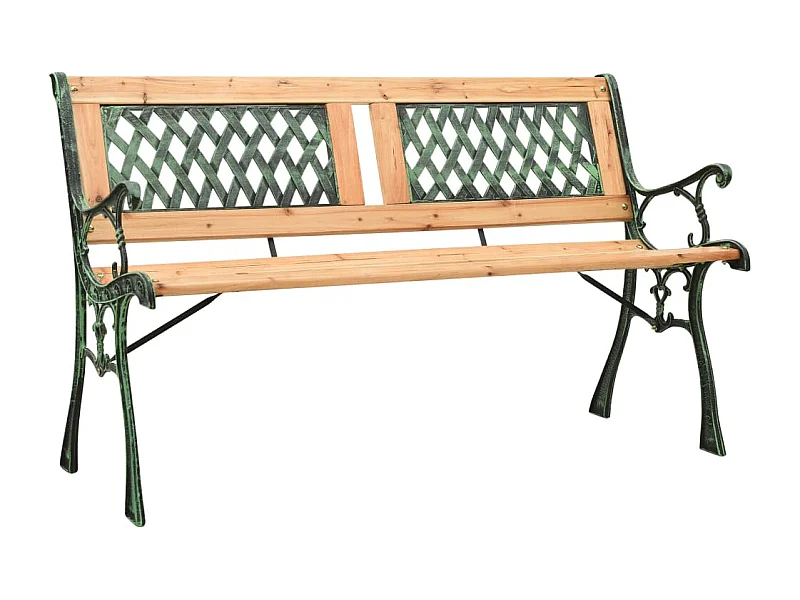 Panca da giardino arredo patio esterno terrazza 122 cm ghisa e legno massello di abete 02_0011220