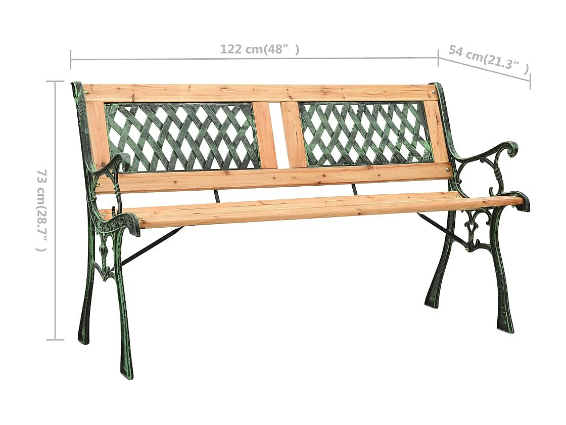 Banc de jardin meuble bois marron 122 x 54 x 73 cm 02_0011220