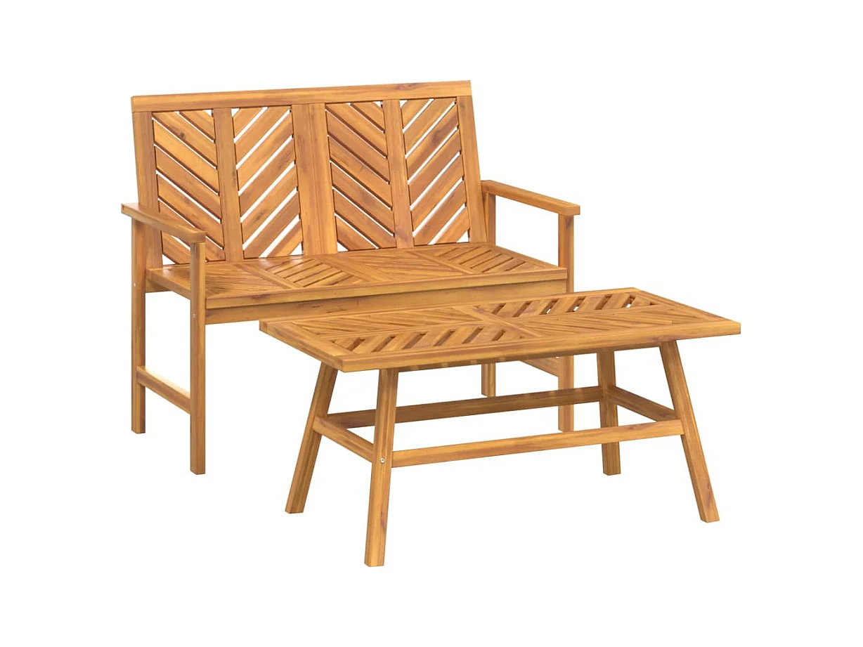 Conjunto de muebles de jardín de 2 piezas de madera maciza de acacia 02_0011868