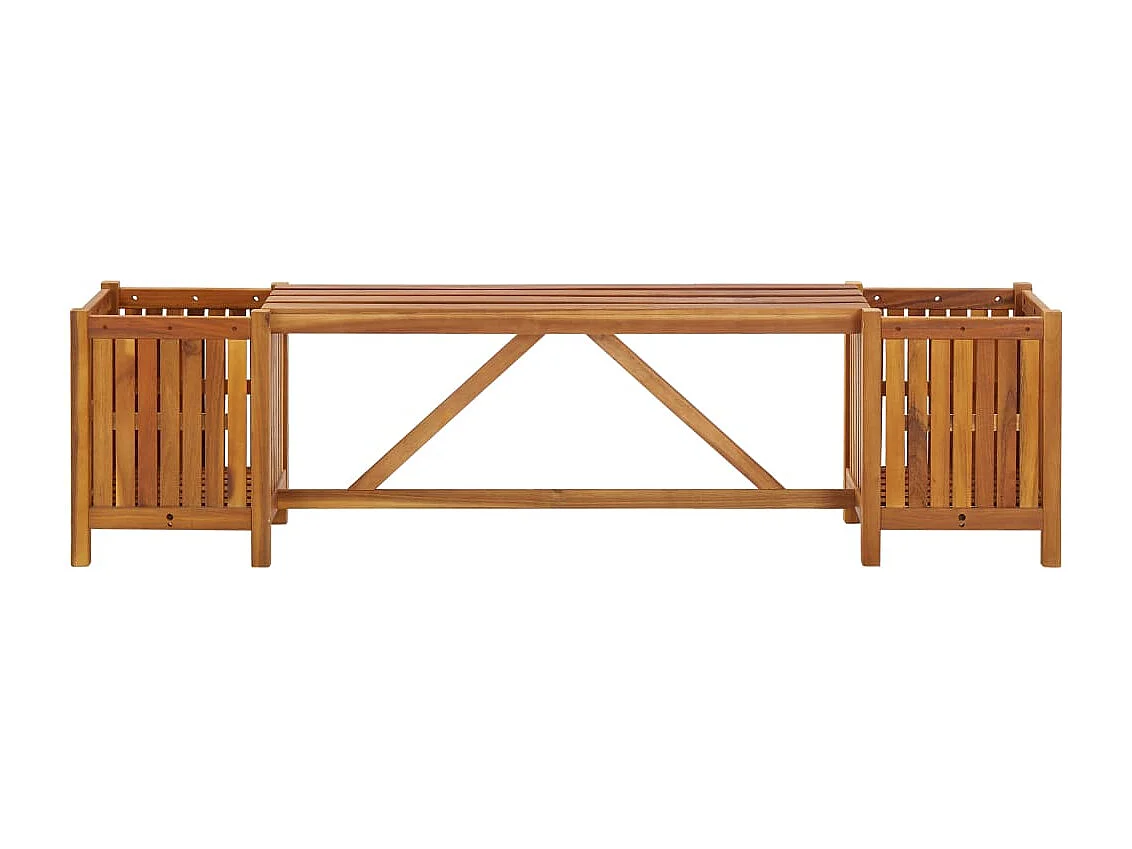 Panca da giardino arredo da esterno terrazza con 2 fioriere 150x30x40 cm legno di acacia 02_0011341