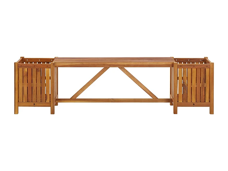 Banco de jardín muebles de terraza exterior con 2 maceteros 150x30x40 cm madera de acacia 02_0011341