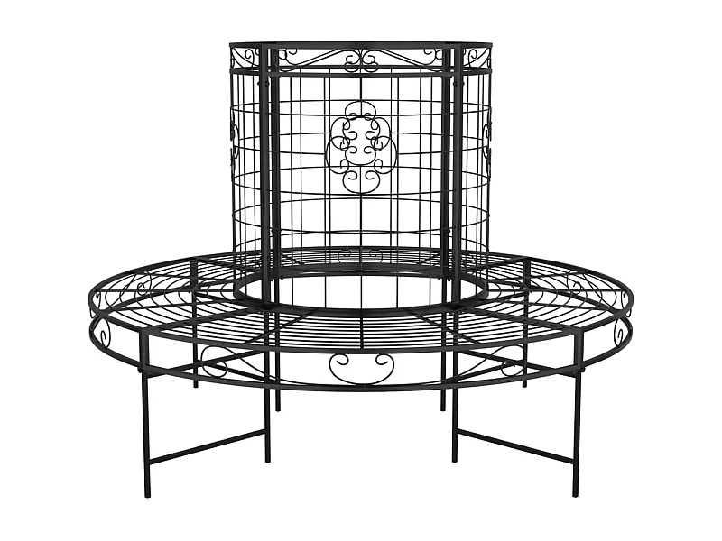 Panca da giardino arredo da esterno per patio circolare terrazza albero torre diametro 137 cm acciaio nero 02_0011119