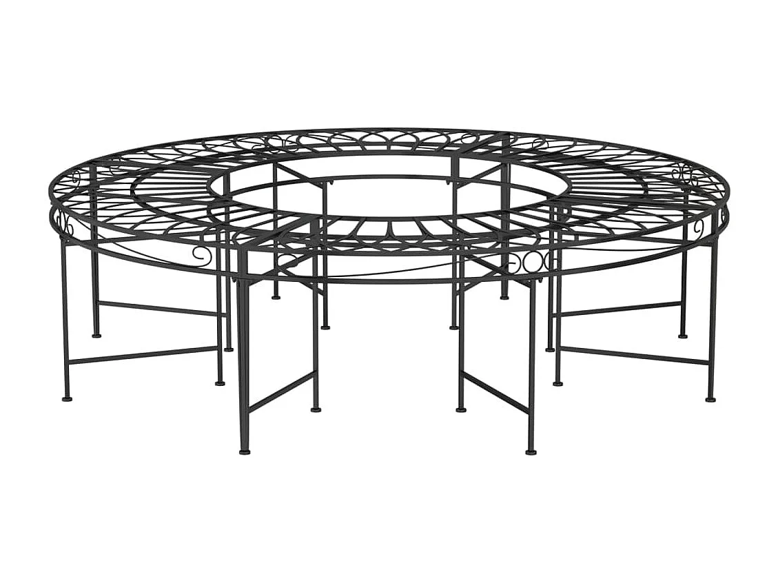 Banc de jardin meuble noire 160 x 160 x 45 cm 02_0011120