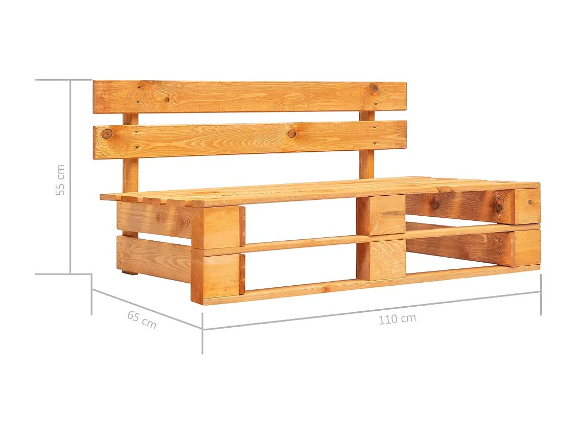 Banco de jardín Muebles de exterior terraza terraza jardín palet 110 x 65 x 55 cm madera marrón miel 02_0011837