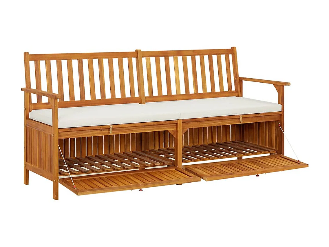 Panca da giardino mobili da giardino per esterni terrazza portaoggetti con cuscino 170 x 63 x 84 cm legno massello di acacia 02_0011799