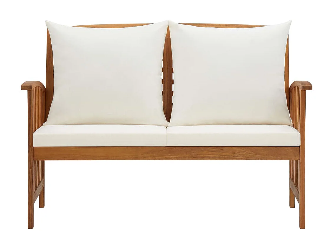 Banco de jardín Muebles de terraza exterior con cojines 119 x 67 x 83 cm madera maciza de acacia 02_0011586