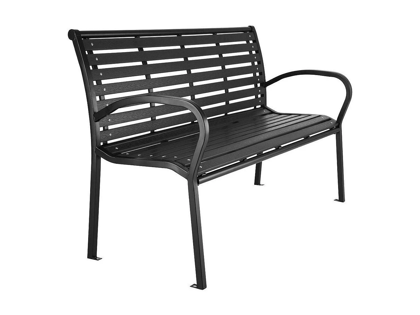 Banco de jardim em aço lacado 126 cm preto 2208150