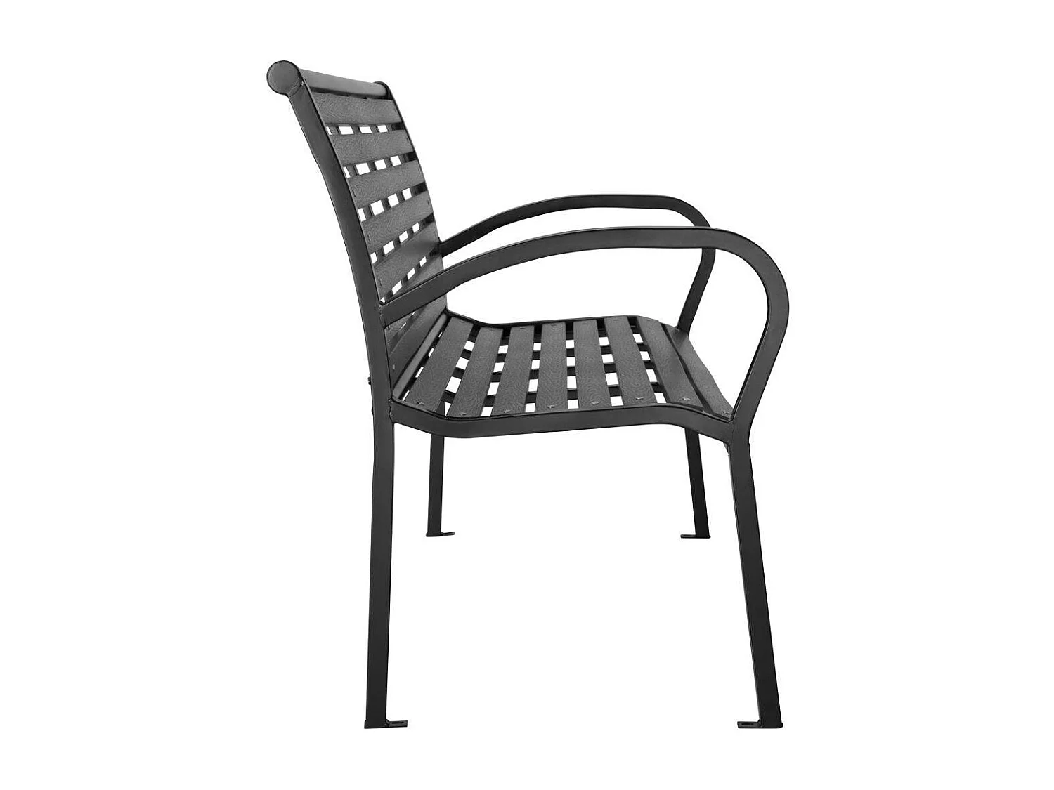 Banco de jardim em aço lacado 126 cm preto 2208150