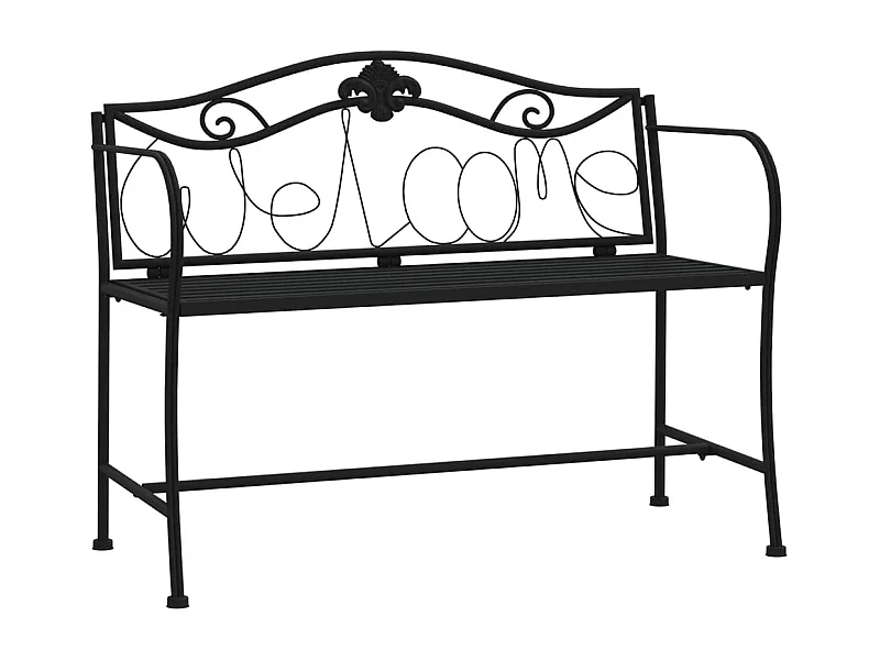 Panca da giardino mobili da giardino per esterni terrazza 2 posti 104 x 52 x 78 cm acciaio nero 02_0011278