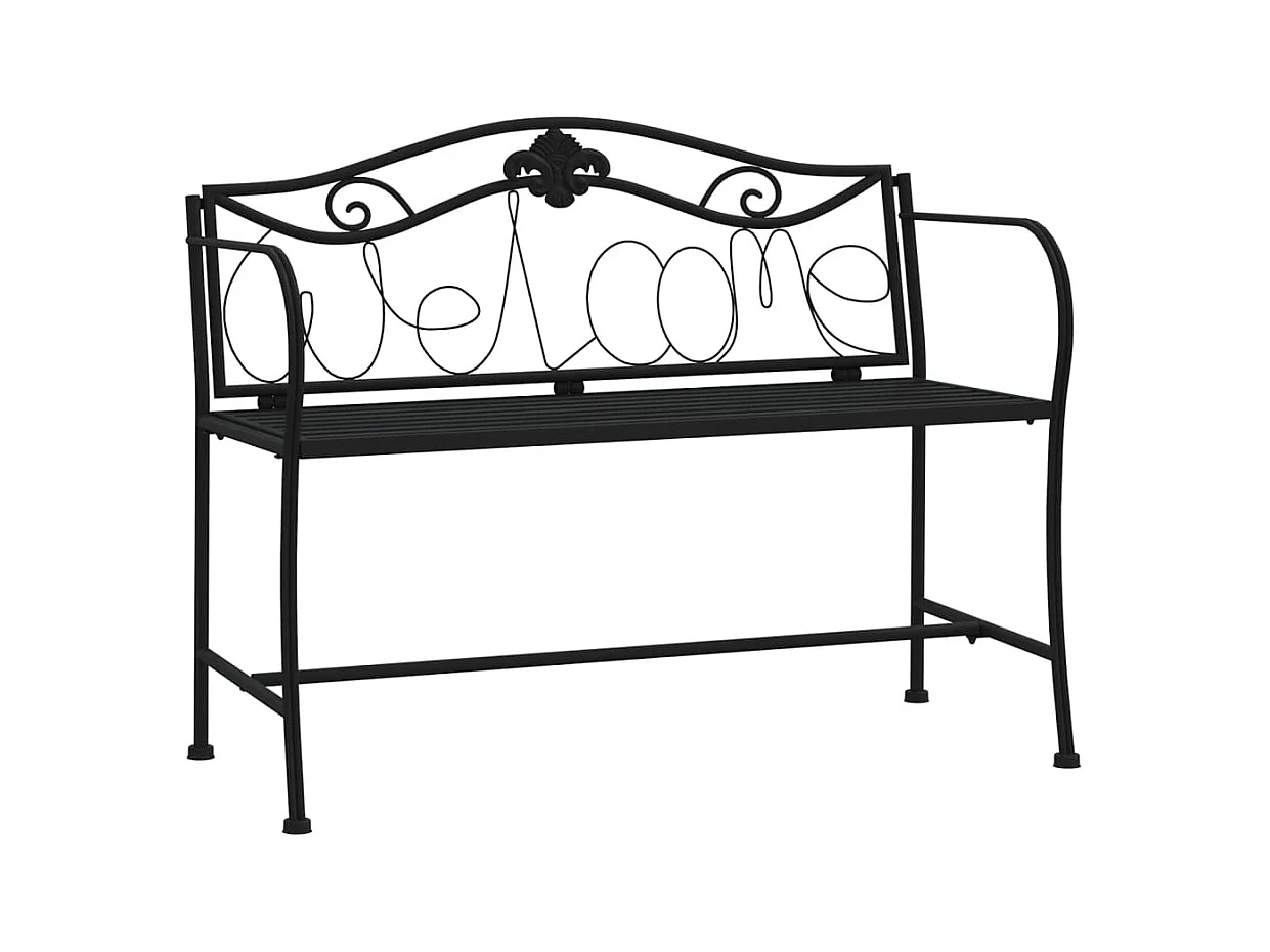 Panca da giardino mobili da giardino per esterni terrazza 2 posti 104 x 52 x 78 cm acciaio nero 02_0011278