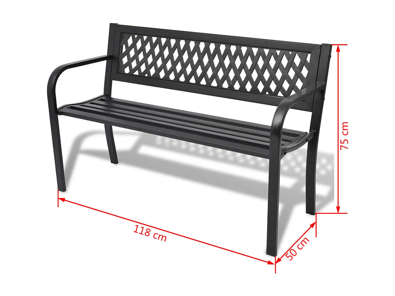Banc de jardin meuble noire 118 x 50 x 75 cm 02_0011188