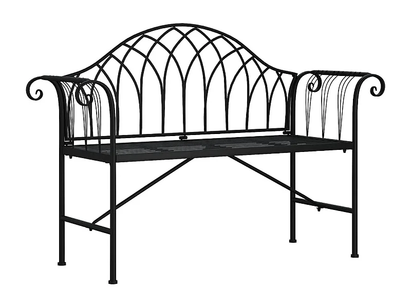 Panca da giardino mobili da giardino per esterni terrazza 2 posti 128 x 44,5 x 88 cm acciaio nero 02_0011282