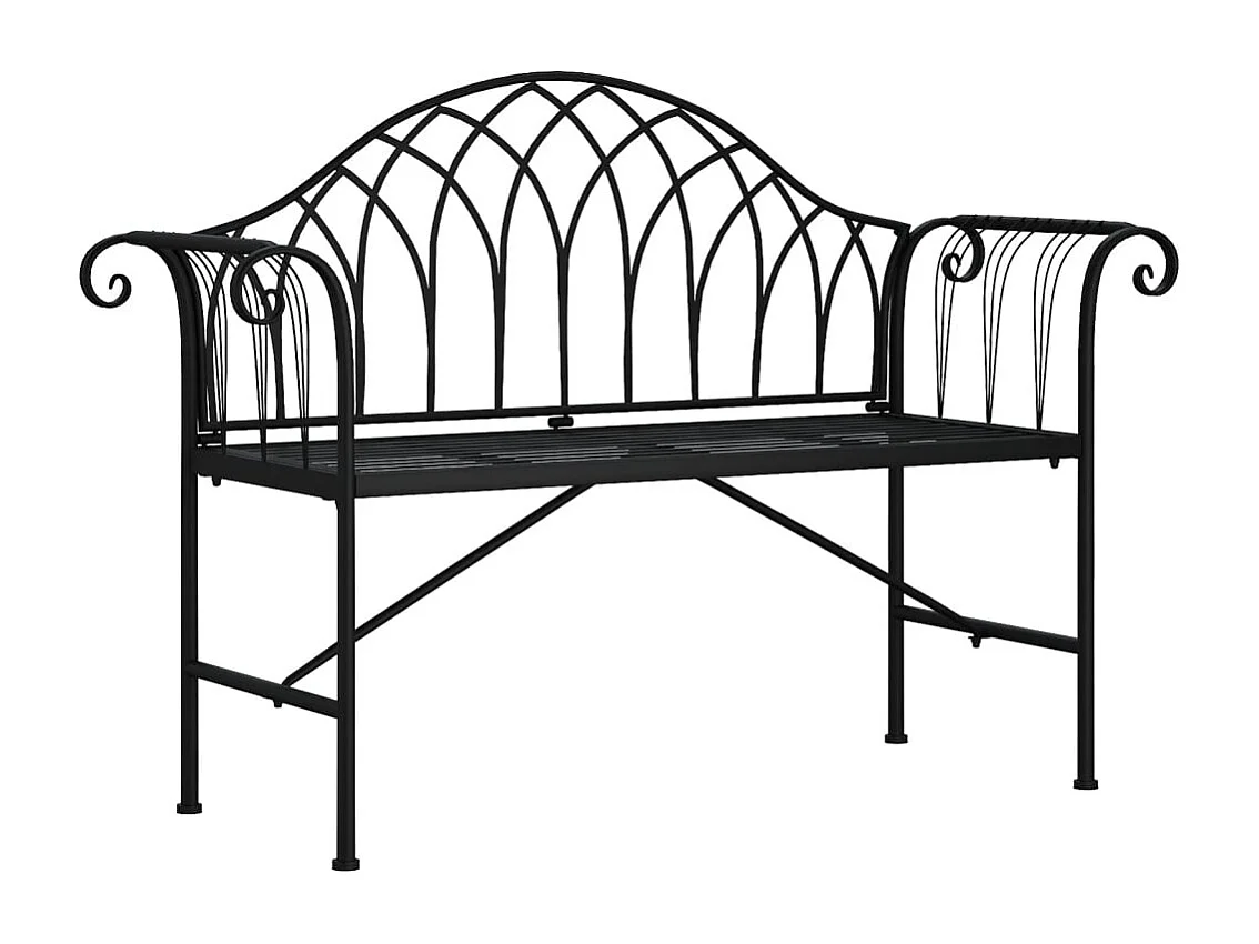 Banc de jardin meuble noire 128 x 44.5 x 88 cm 02_0011282