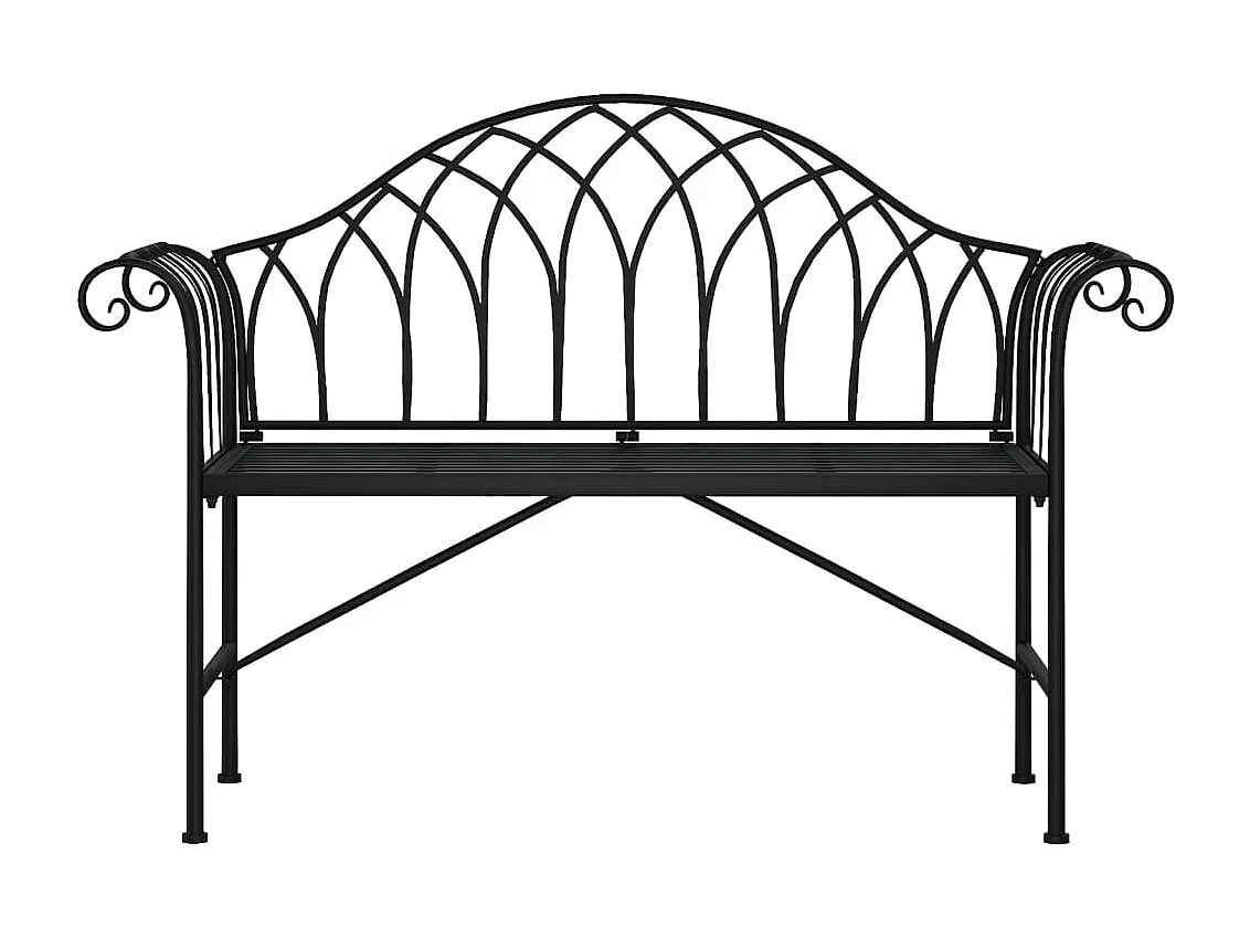 Banc de jardin meuble noire 128 x 44.5 x 88 cm 02_0011282