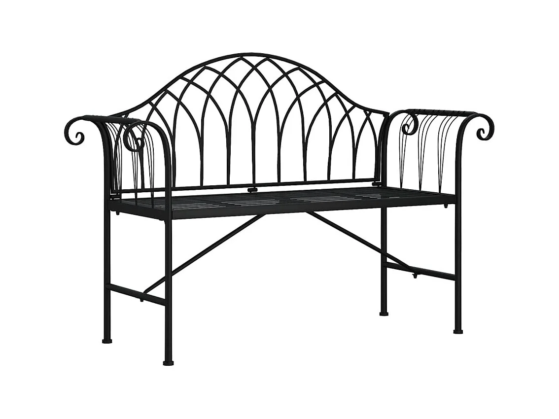 Panca da giardino mobili da giardino per esterni terrazza 2 posti 128 x 44,5 x 88 cm acciaio nero 02_0011282