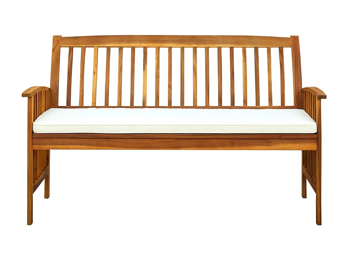 Banco de jardín muebles de terraza exterior con cojín 147 cm madera maciza de acacia 02_0011431