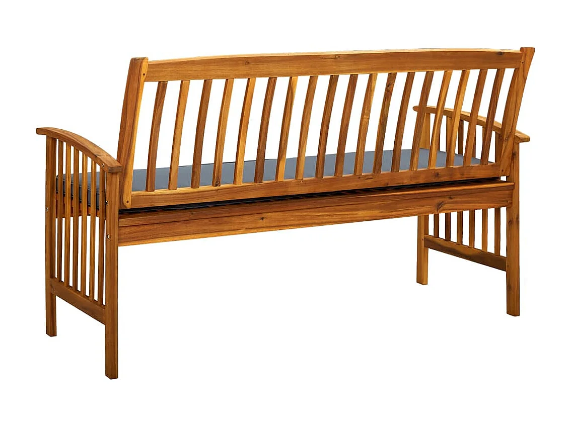 Banco de jardín muebles de terraza exterior con cojín 147 cm madera maciza de acacia 02_0011430