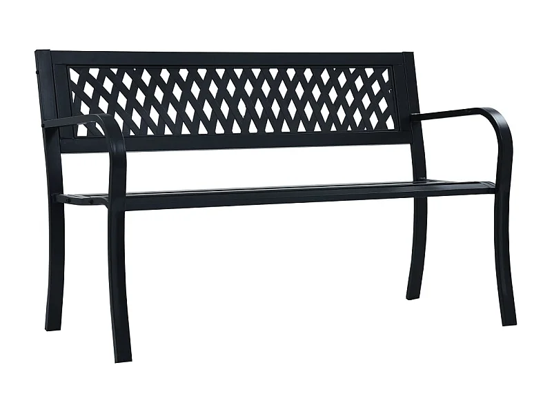 Panca da giardino arredo da giardino per esterni terrazza 125 cm acciaio nero 02_0011233