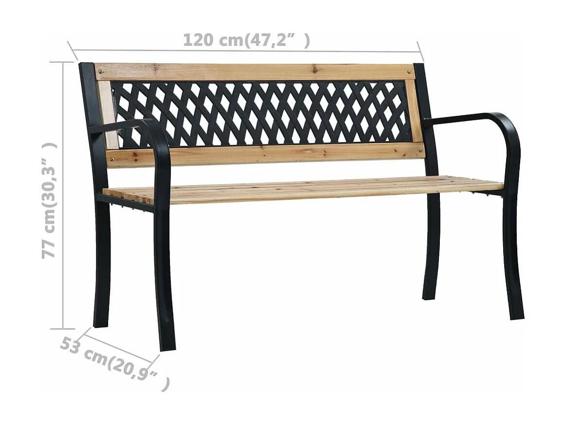 Banc de jardin meuble bois marron 120 x 53 x 77 cm 02_0011191