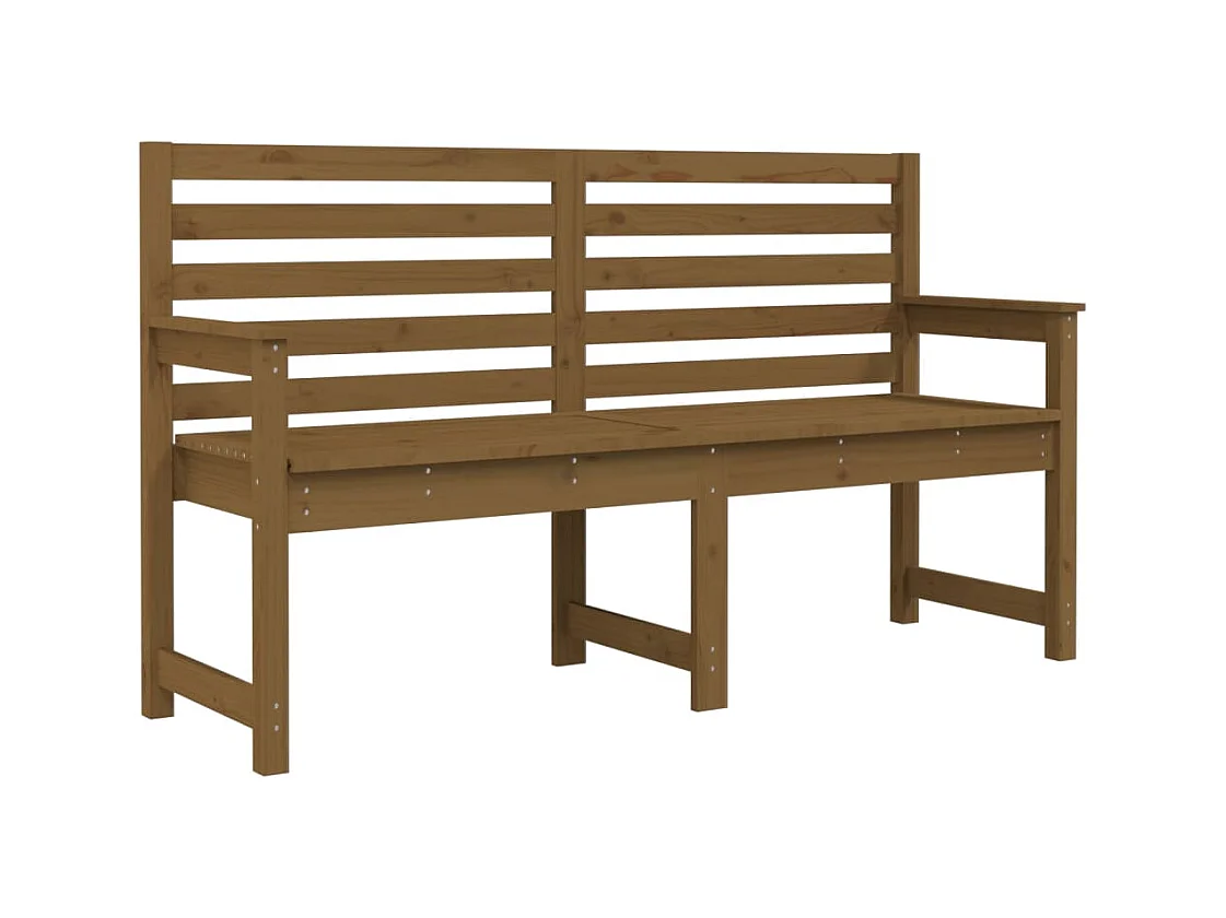 Banco de jardim mobiliário de pátio exterior terraço 159,5 x 48 x 91,5 cm madeira maciça de pinho castanho mel 02_0011745
