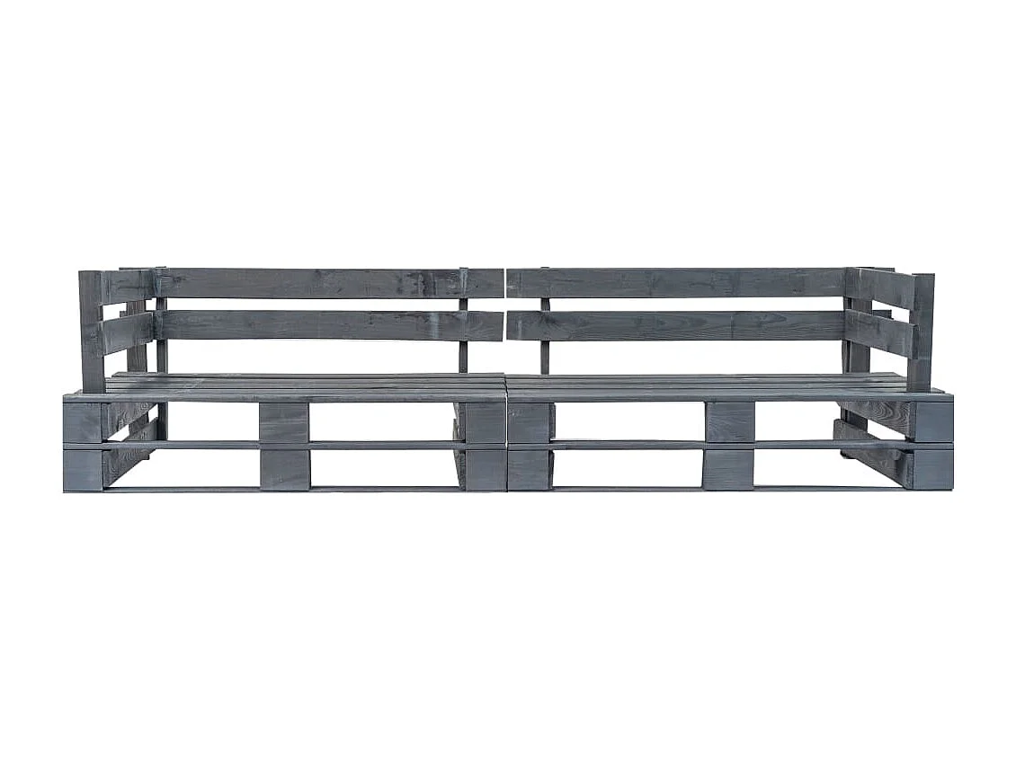 Divano da giardino pallet a 2 posti 220 x 66 x 55 cm legno grigio 02_0011860