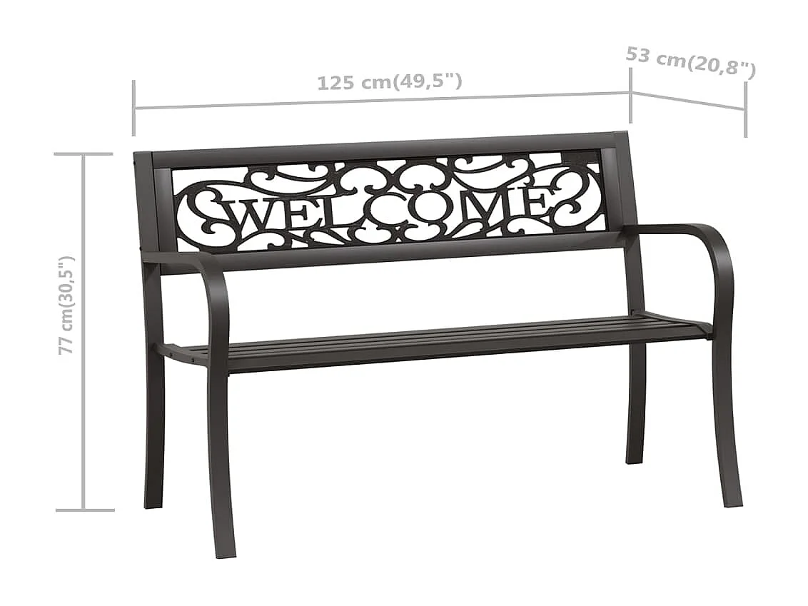 Banc de jardin meuble noire 125 x 53 x 77 cm 02_0011230