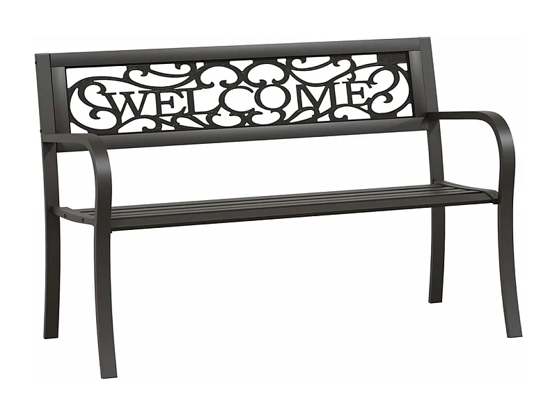 Panca da giardino mobili da giardino per esterni terrazza 125 x 53 x 77 cm acciaio nero 02_0011230