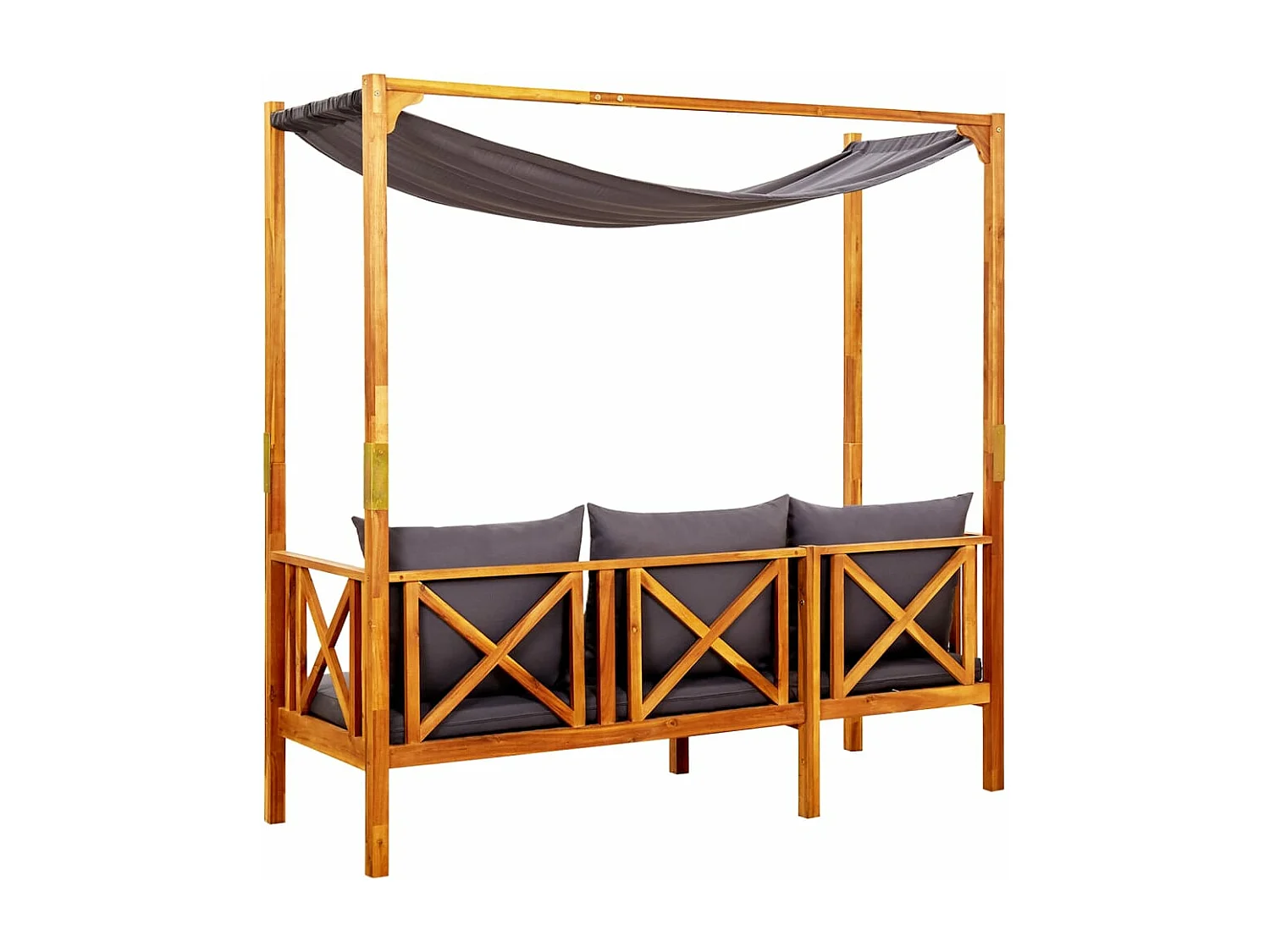 Banco de jardín Muebles de terraza exterior con toldo 179 x 66 x 180 cm madera maciza de acacia 02_0011342