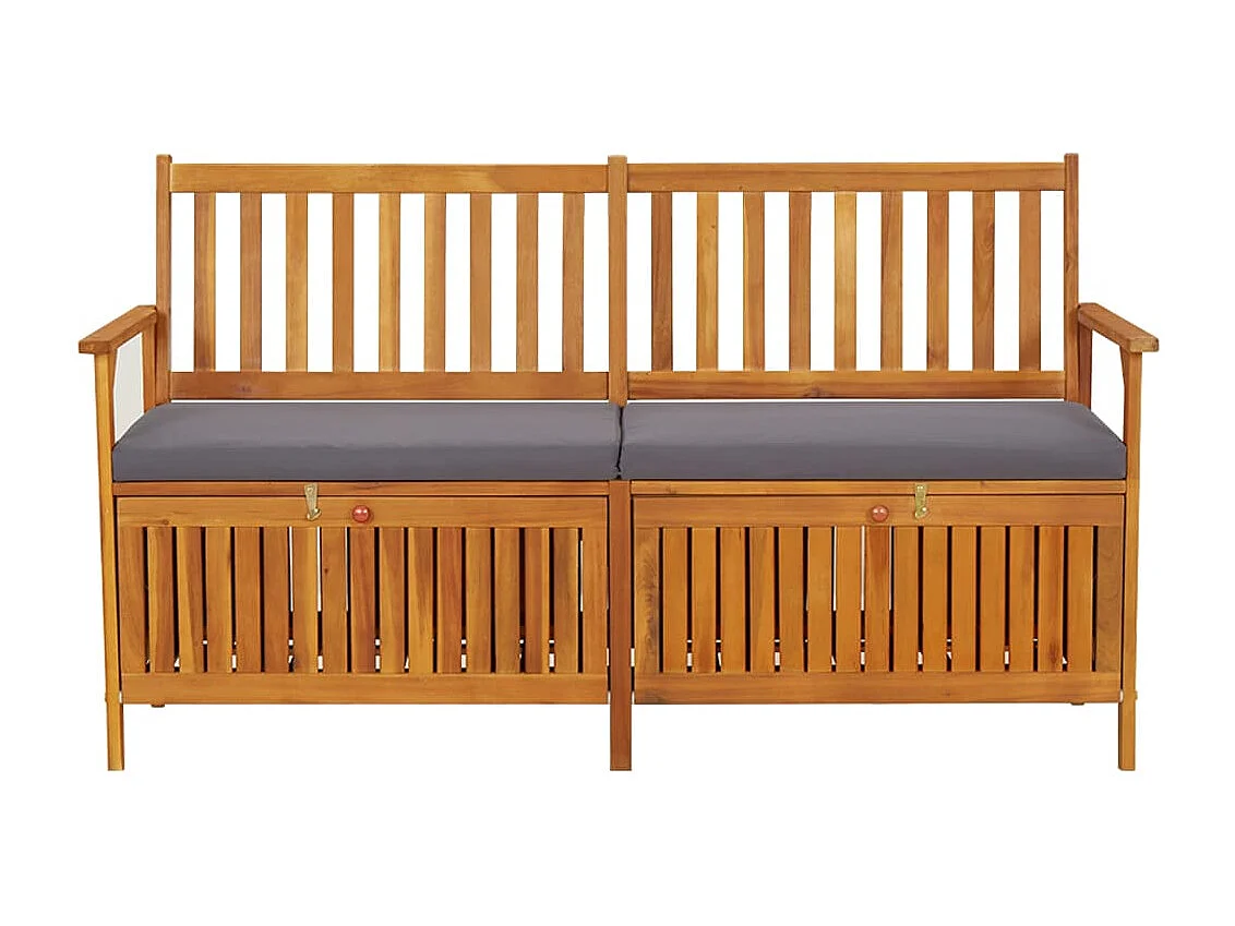 Panca da giardino mobili da esterno terrazza portaoggetti con cuscino 148 x 62 x 84 cm legno massello di acacia 02_0011797