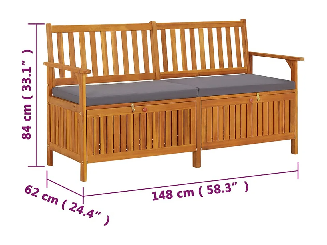 Banc de jardin meuble bois marron 148 x 62 x 84 cm 02_0011797
