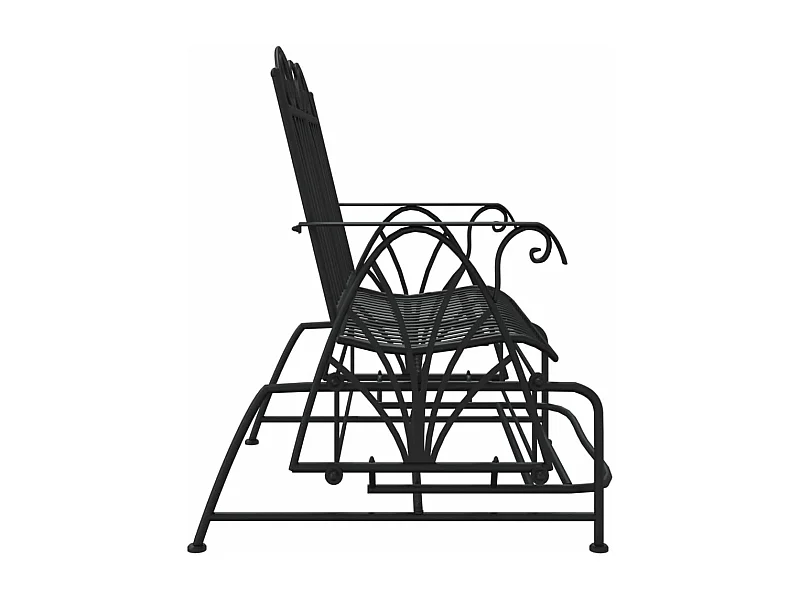 Banco de jardín muebles de exterior terraza corredera 2 plazas 114 cm acero negro 02_0011121