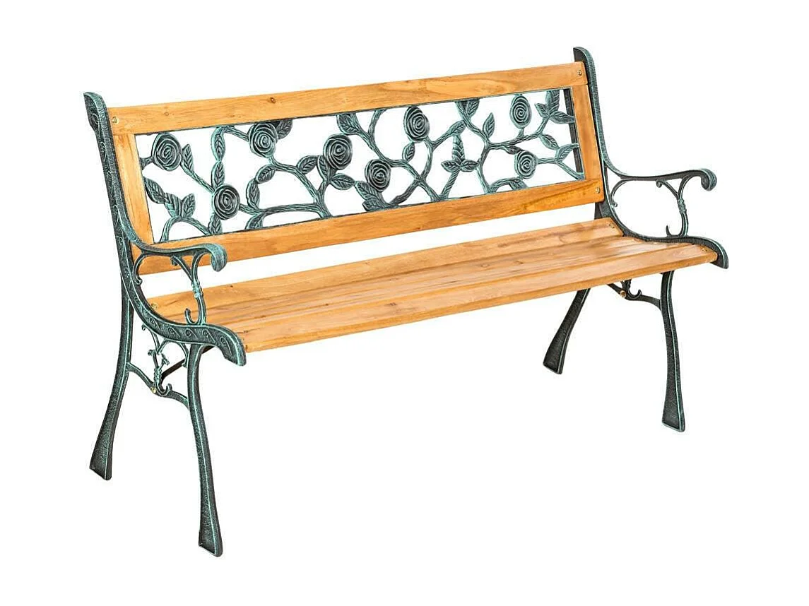 Panca da giardino in legno massello metallo e plastica 124 cm 2208034