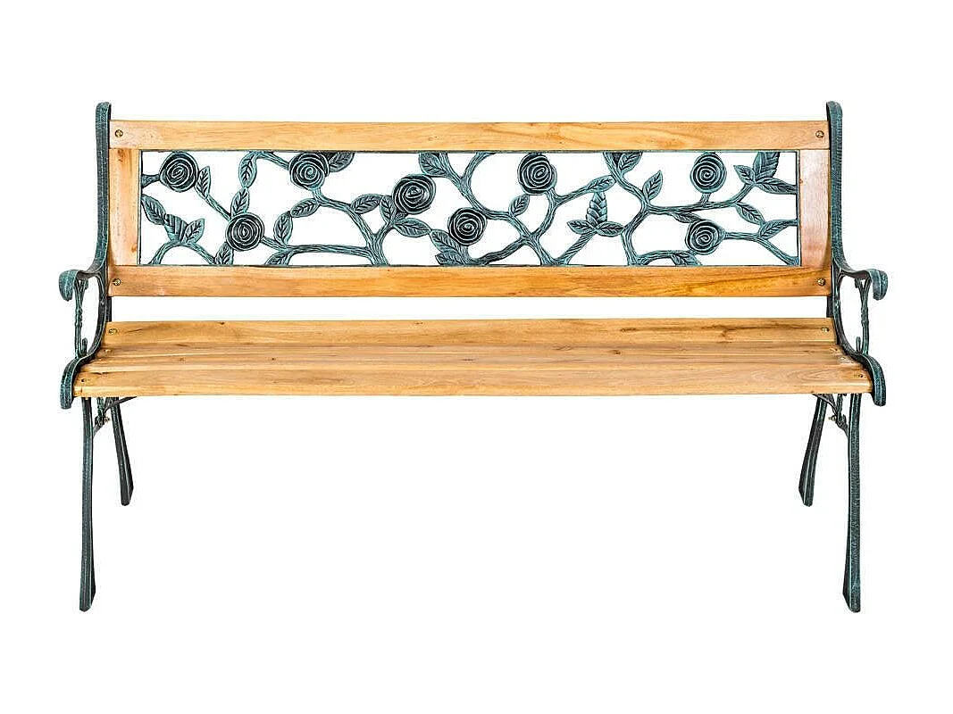 Banc de jardin meuble métal marron 124 x 52 x 74 cm 2208034