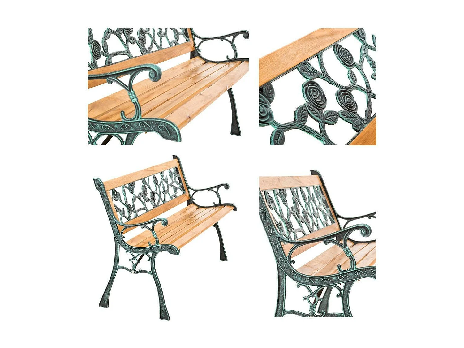 Banc de jardin meuble métal marron 124 x 52 x 74 cm 2208034