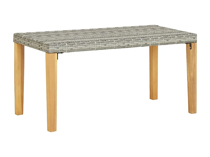 Panca da giardino arredo da esterno terrazza 120 cm resina intrecciata grigia e legno di acacia 02_0011202