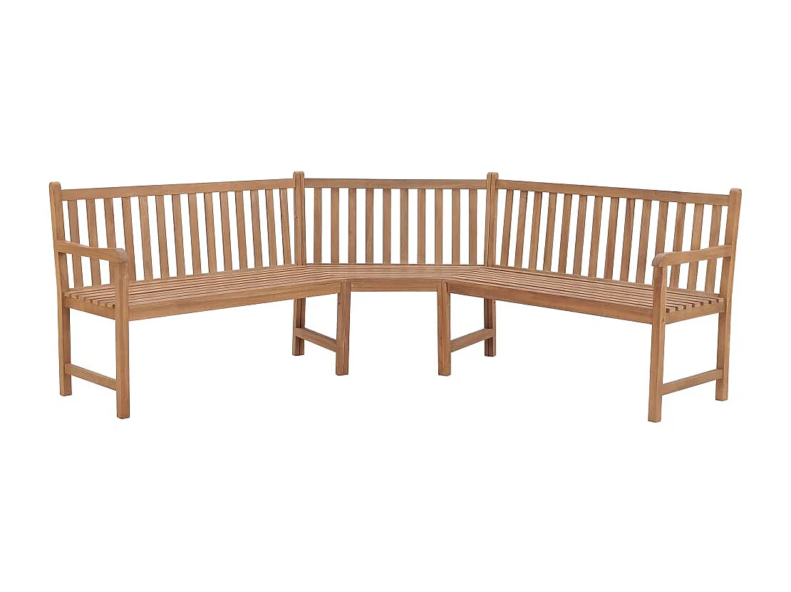 Banco de jardín Mobiliario de jardín exterior terraza esquinera de jardín 185 x 185 x 90 cm madera maciza de teca 02_0011124