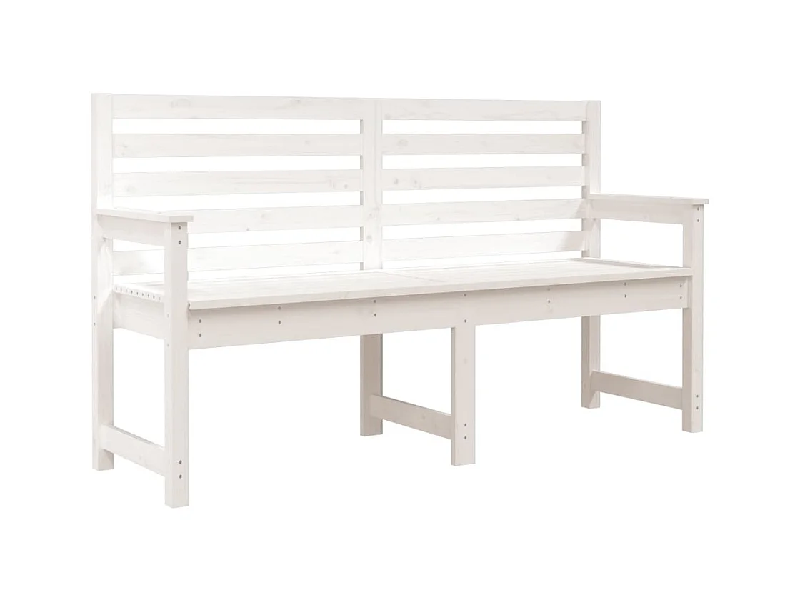 Banco de jardim mobiliário de pátio exterior terraço branco 159,5 x 48 x 91,5 cm madeira maciça de pinho 02_0011650