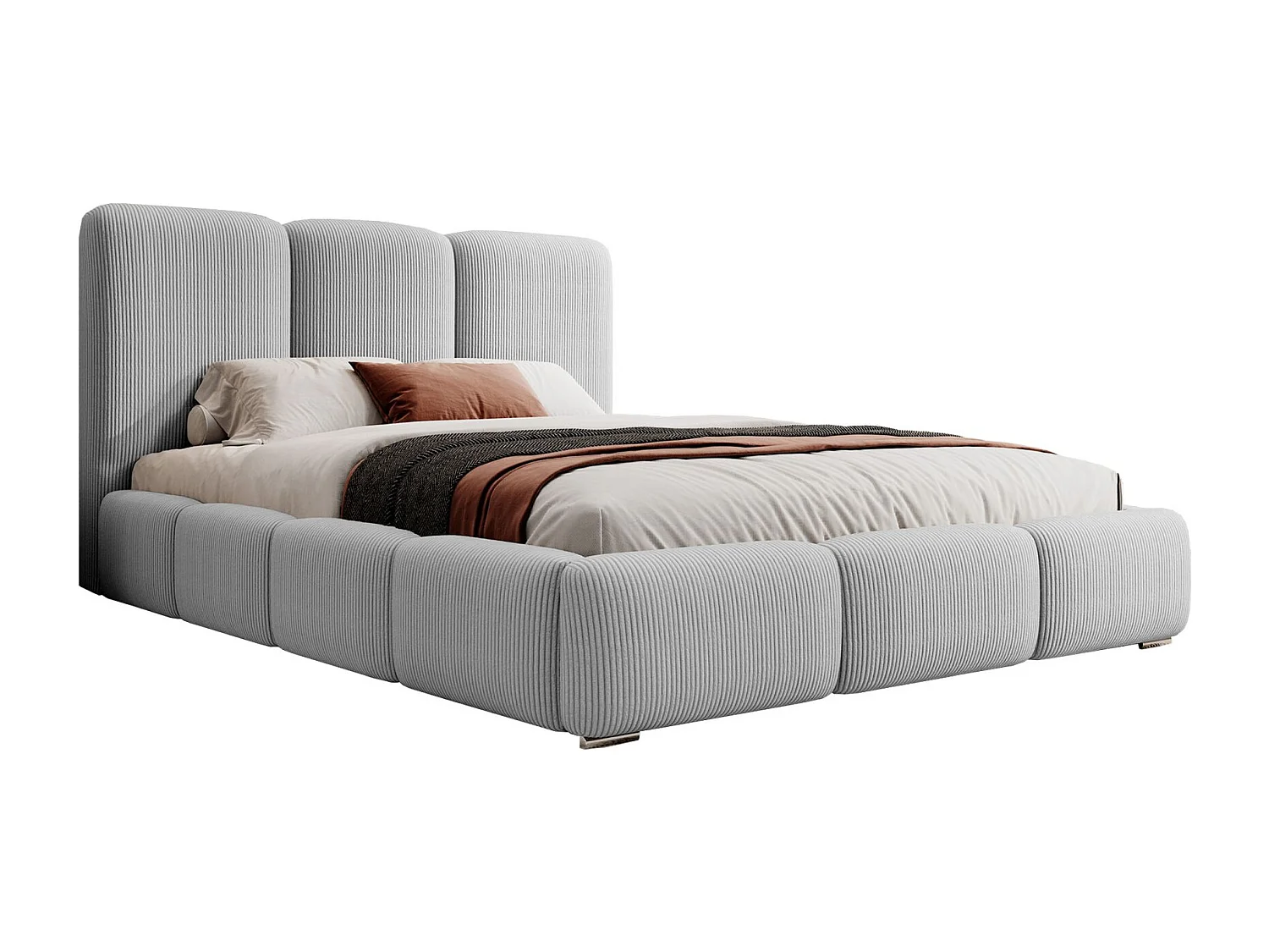 Opbergbed - 160x200 cm - in lichtgrijs corduroy - BAURO