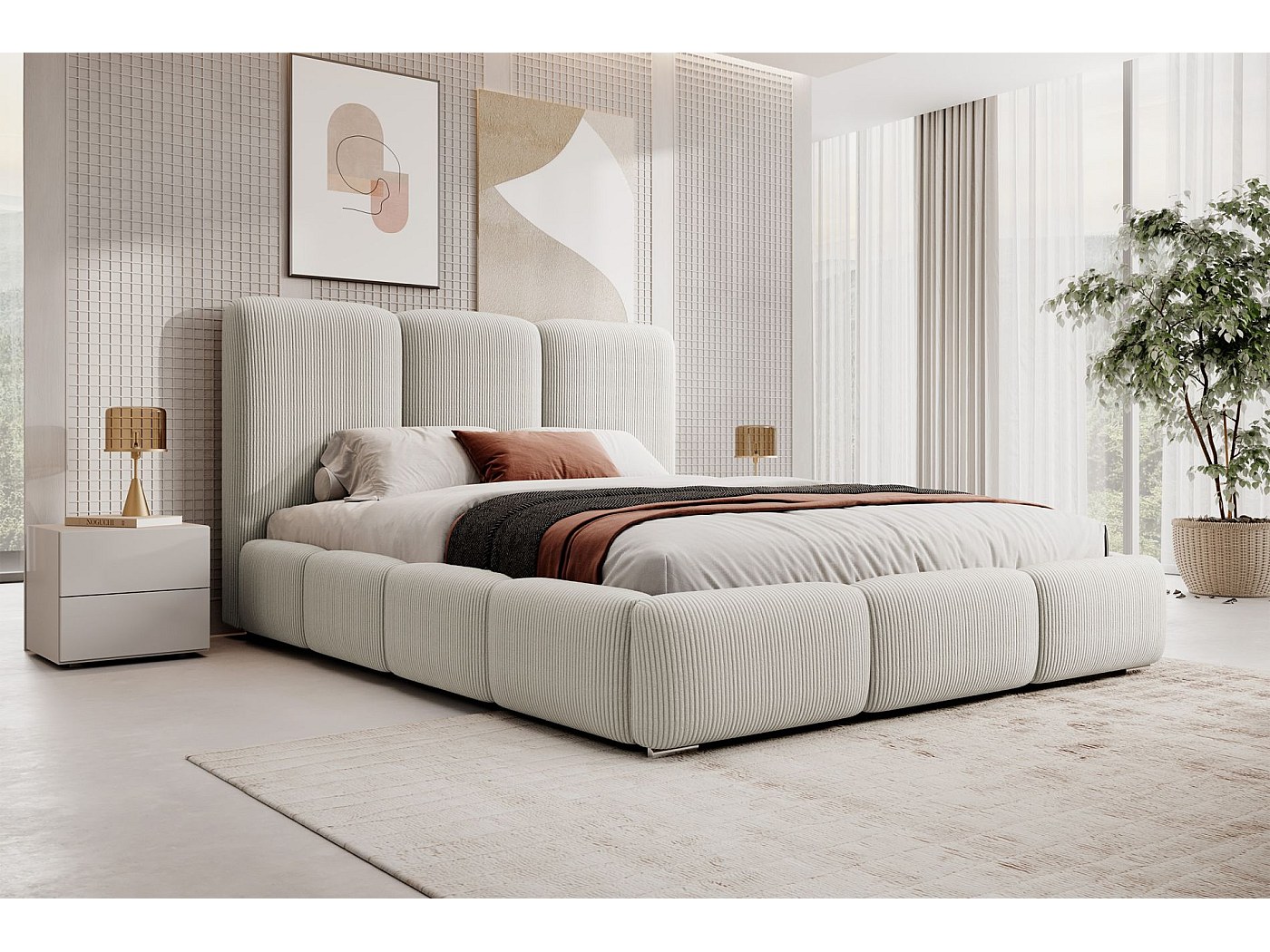 Lit Coffre Velours 160x200