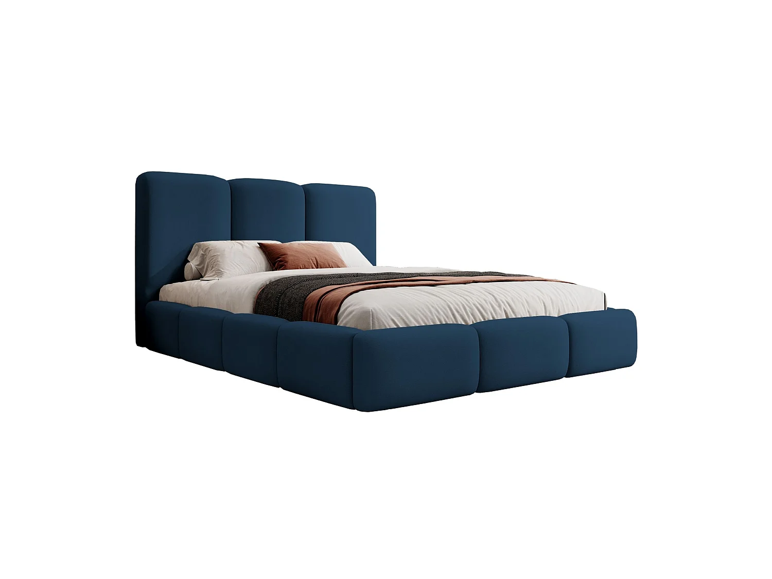 Lit coffre - 160x200 cm - en tissu velours graphite - BAURO