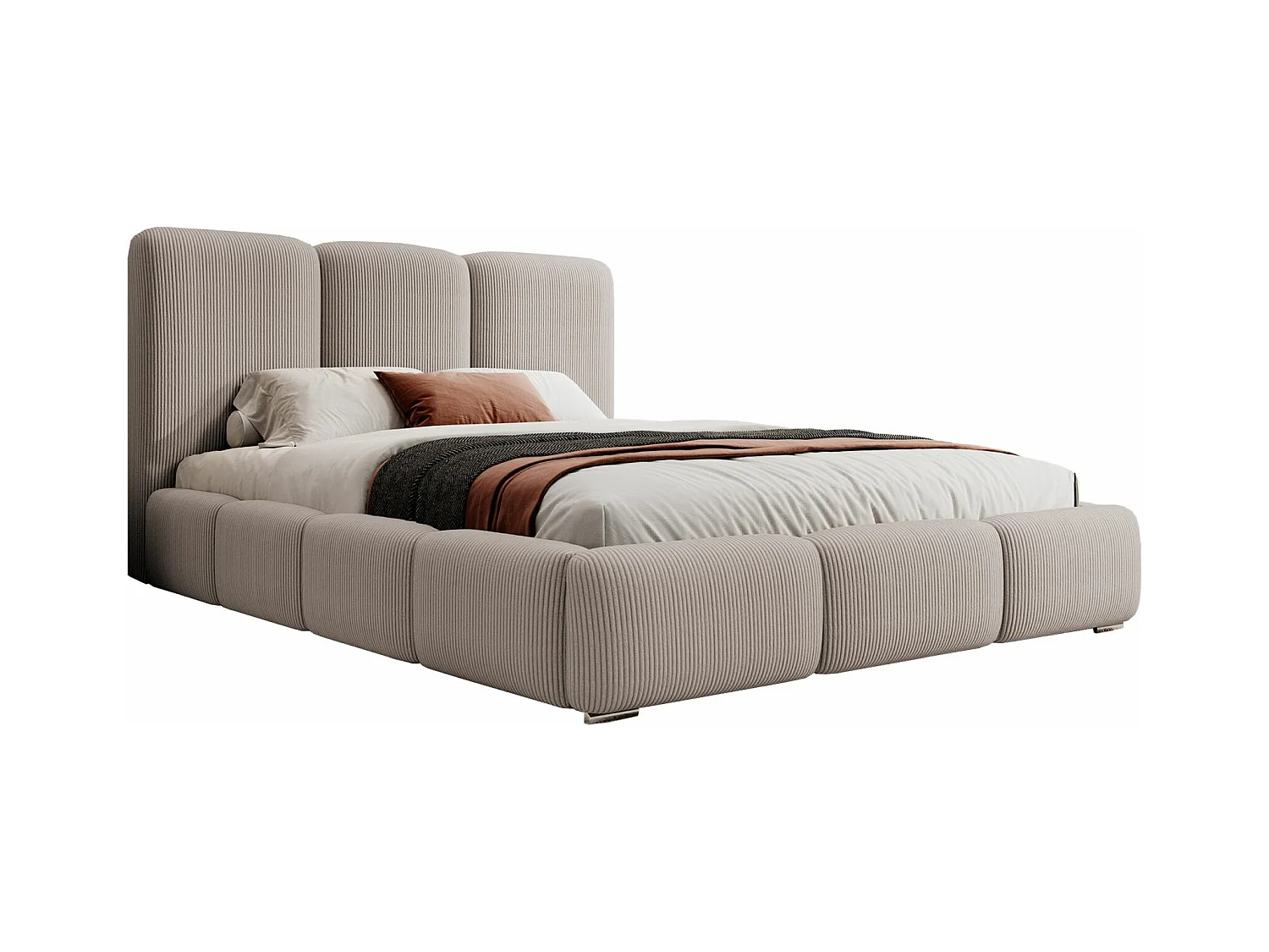 Polsterbett 180x200 cm - mit Stauraum und Cordbezug - dunkelbeige - BAURO