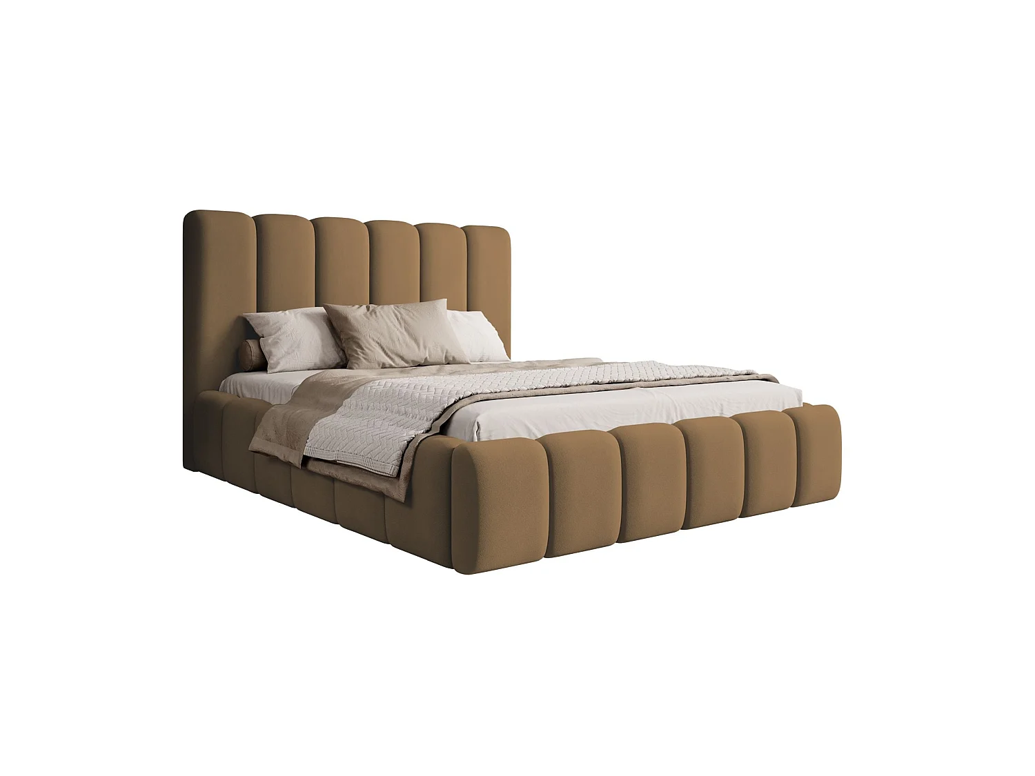 Lit coffre - 140x200 cm - en tissu velours cuivré - BISCOTTINO