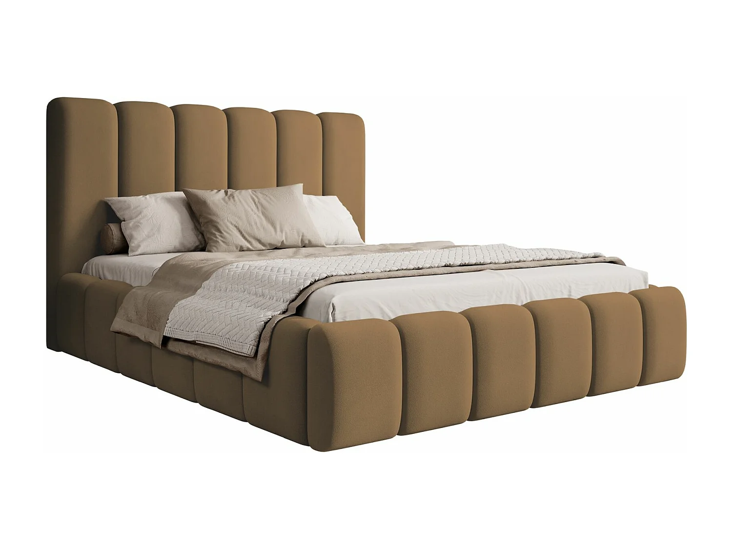 Lit coffre - 180x200 cm - en tissu velours cuivré - BISCOTTINO