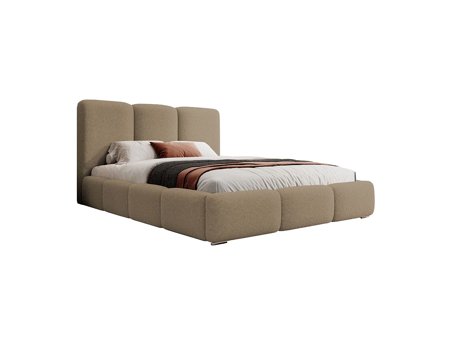 Opbergbed - 140x200 cm - in lichtbruine badstof - BAURO