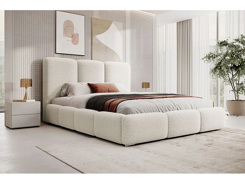 Opbergbed - 140x200 cm - in ecru Jesche badstof - BAURO